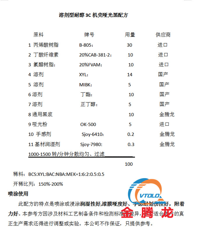 溶劑型耐醇3C機殼啞光黑配方(圖1)
